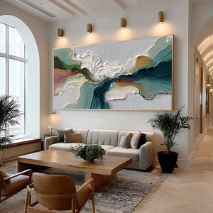 TERRAFLOW: Large Horizontal Abstract Impasto Landscape Painting