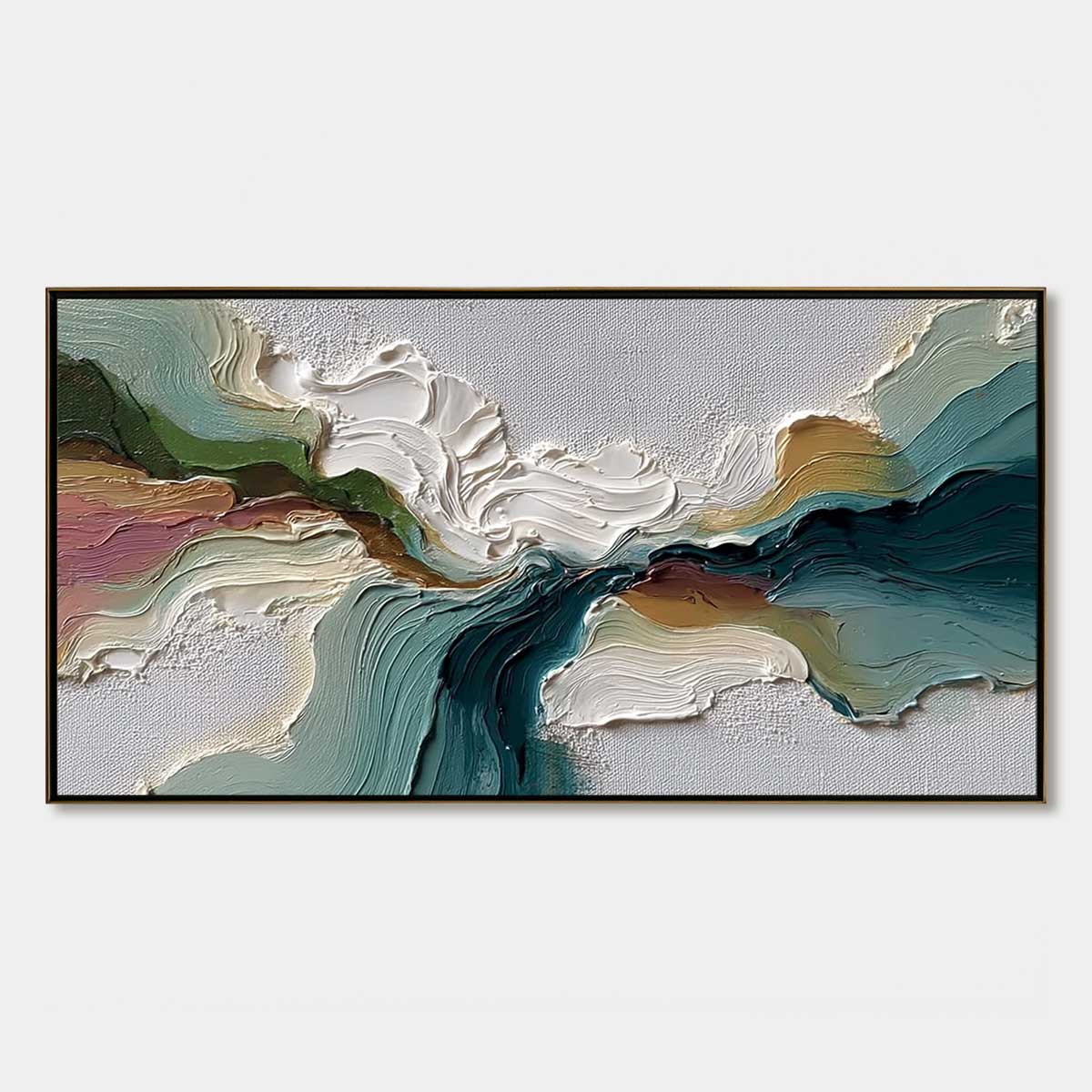 TERRAFLOW: Large Horizontal Abstract Impasto Landscape Painting