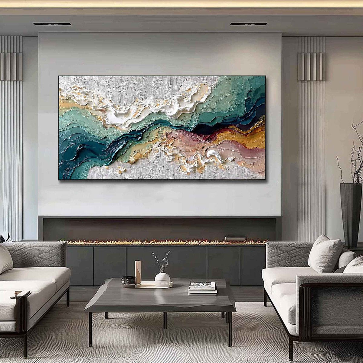 TERRAFLUX: Large Abstract Landscape Heavy Texture Palette Knife Painting