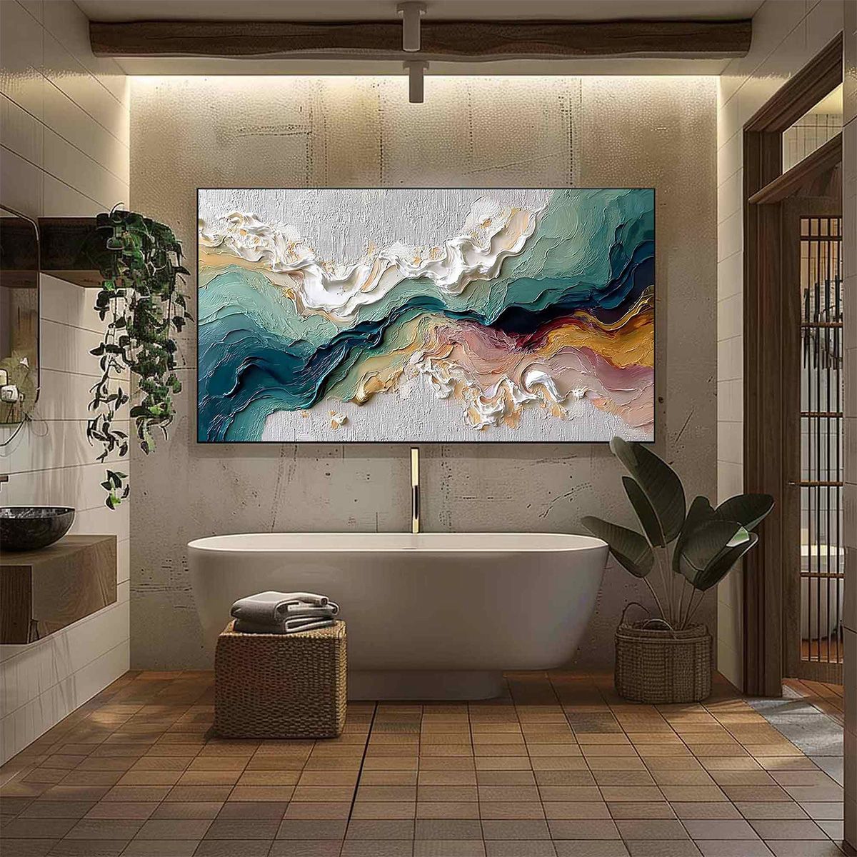 TERRAFLUX: Large Abstract Landscape Heavy Texture Palette Knife Painting