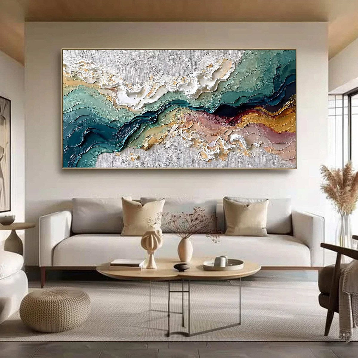 Terraflux: Textured Abstract Oil Painting | Horizontal Wall Art