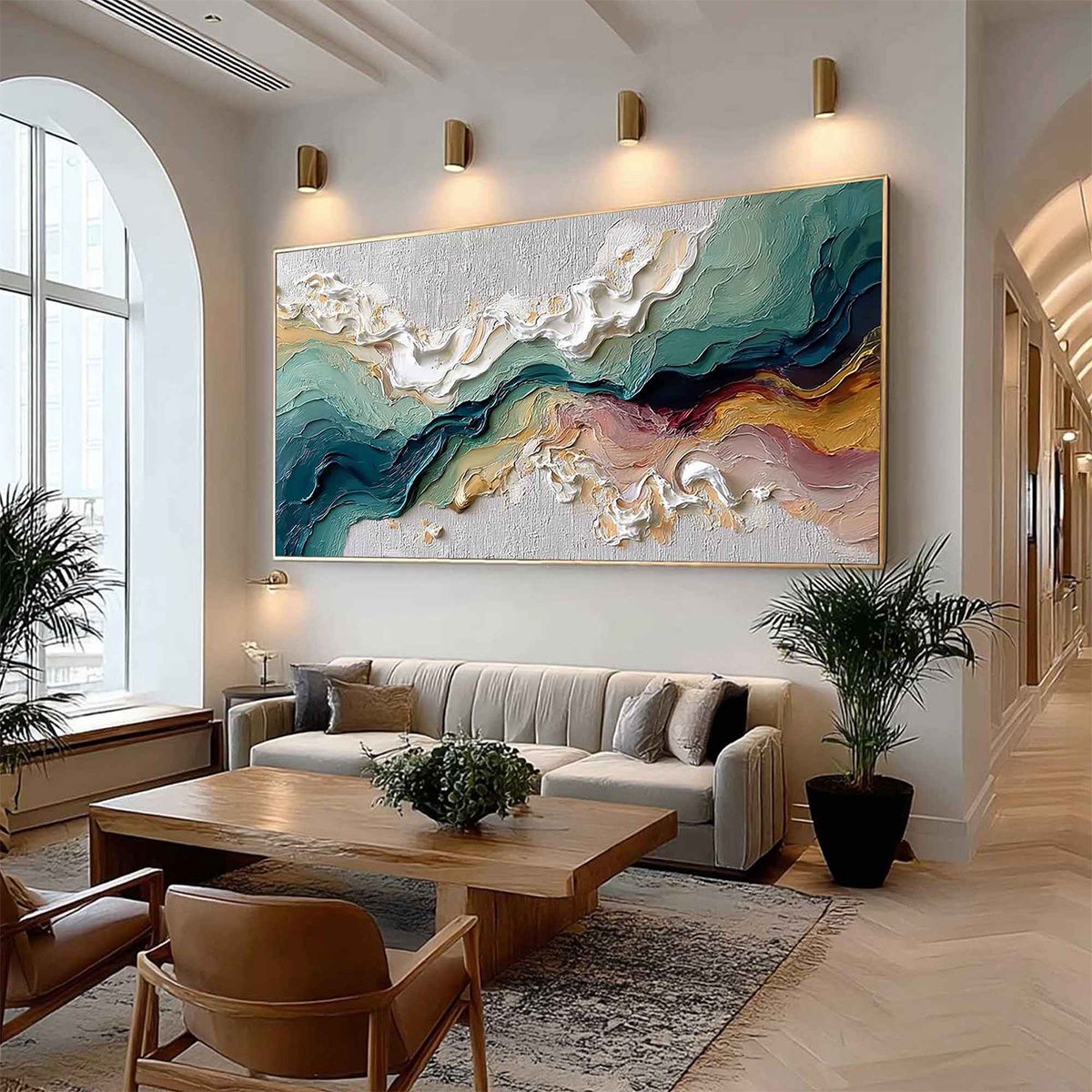 TERRAFLUX: Large Abstract Landscape Heavy Texture Palette Knife Painting