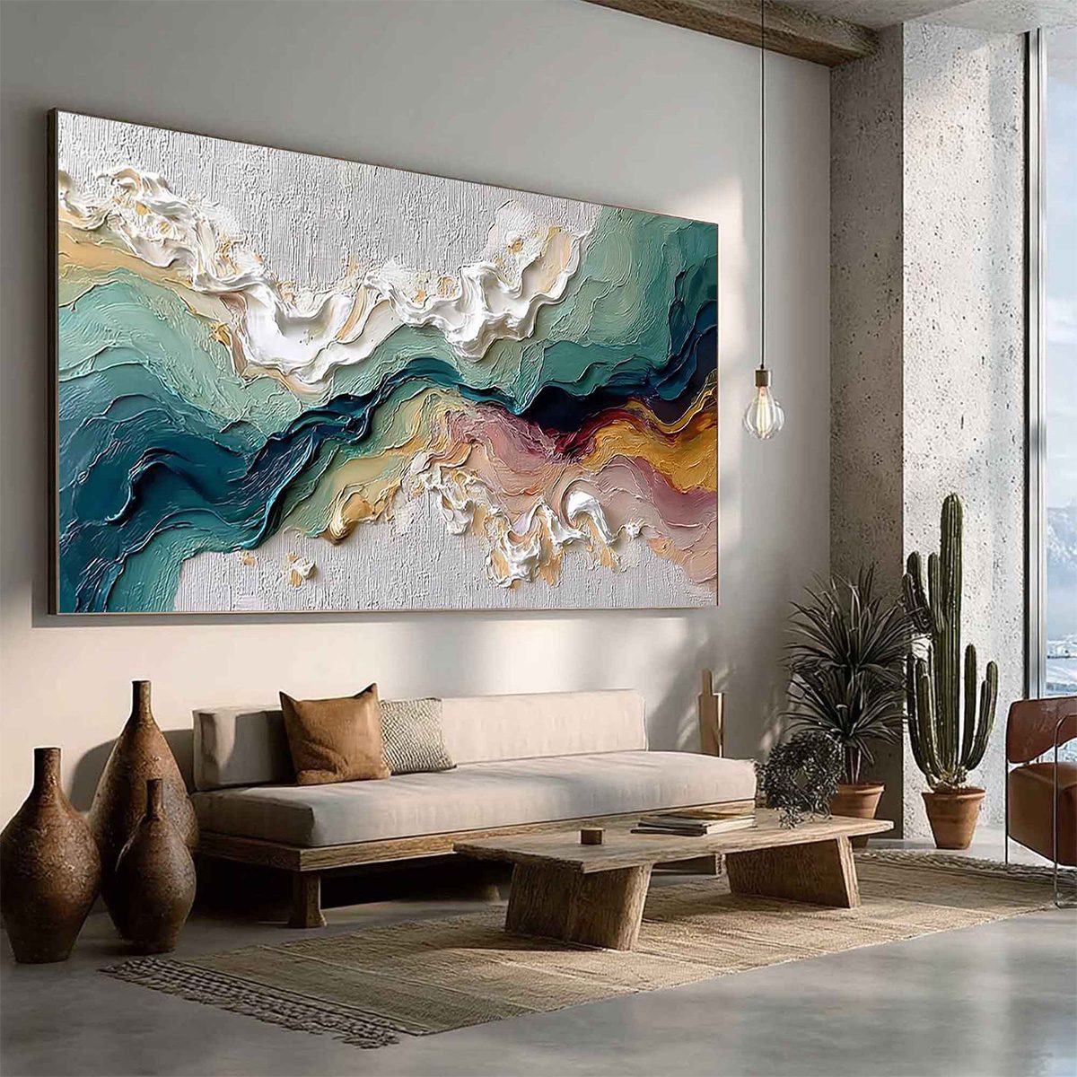TERRAFLUX: Large Abstract Landscape Heavy Texture Palette Knife Painting
