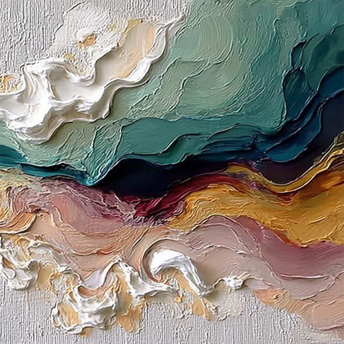 Terraflux: Textured Abstract Oil Painting | Horizontal Wall Art