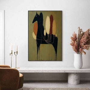 TERRANE STEED: Surreal Wabi Sabi Textured Horse and Tree Abstract Painting
