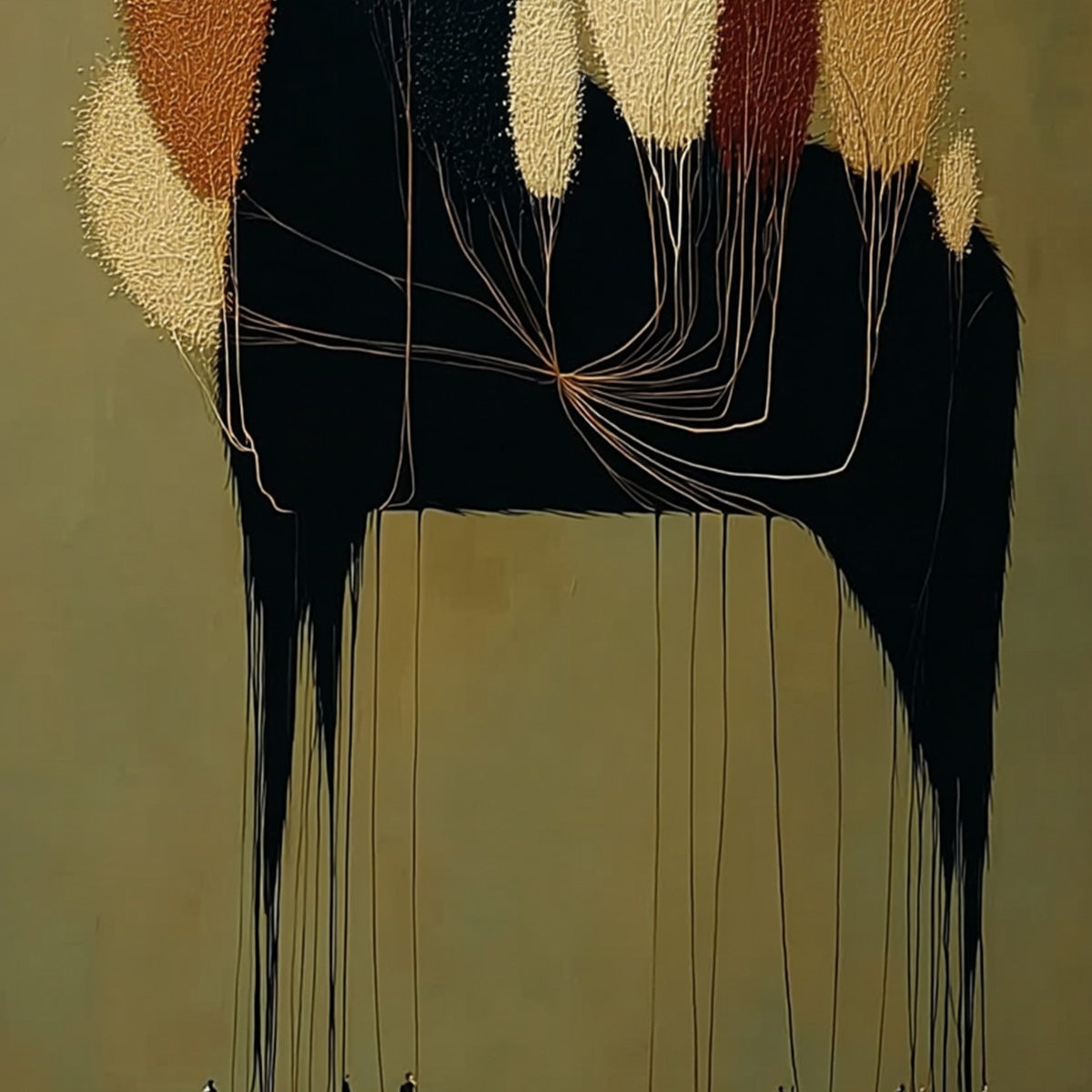 TERRANE STEED: Surreal Wabi Sabi Textured Horse and Tree Abstract Painting