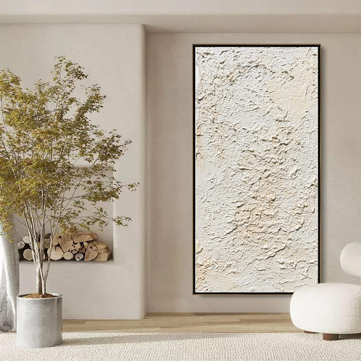 TERRA BLANCA: Heavy Texture Minimalist Wabi Sabi Painting