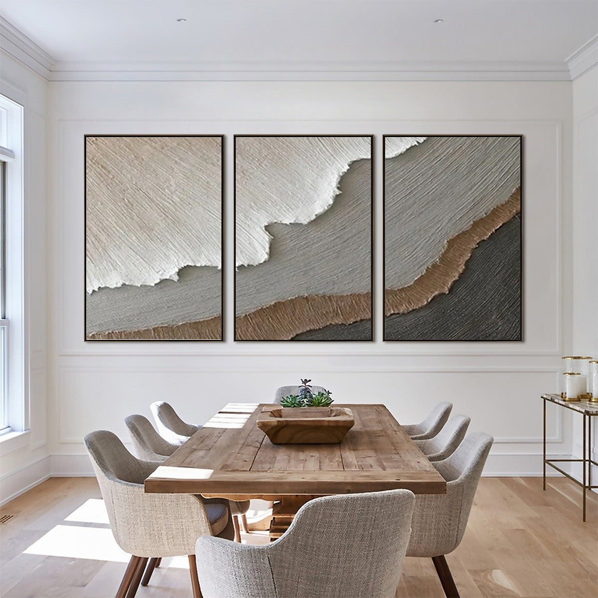 TERRA FIRMA: Textured Abstract Earth Tones Triptych Painting