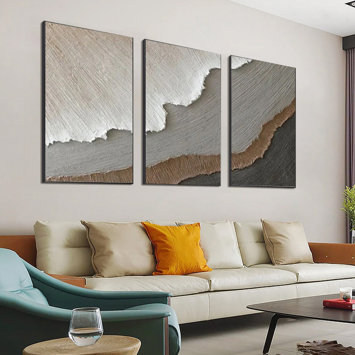 TERRA FIRMA: Textured Abstract Earth Tones Triptych Painting