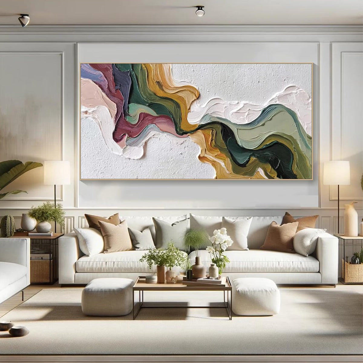 Terra Flow Panoramic Abstract Impasto Oil Painting | Textured Wall