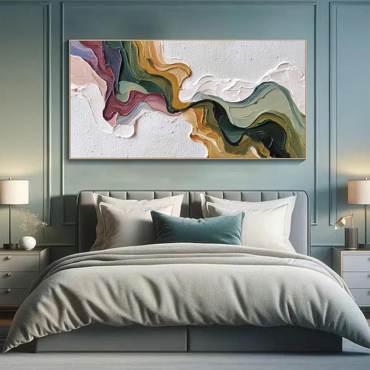 TERRA FLOW: Textured Abstract Earth Tone Panoramic Painting