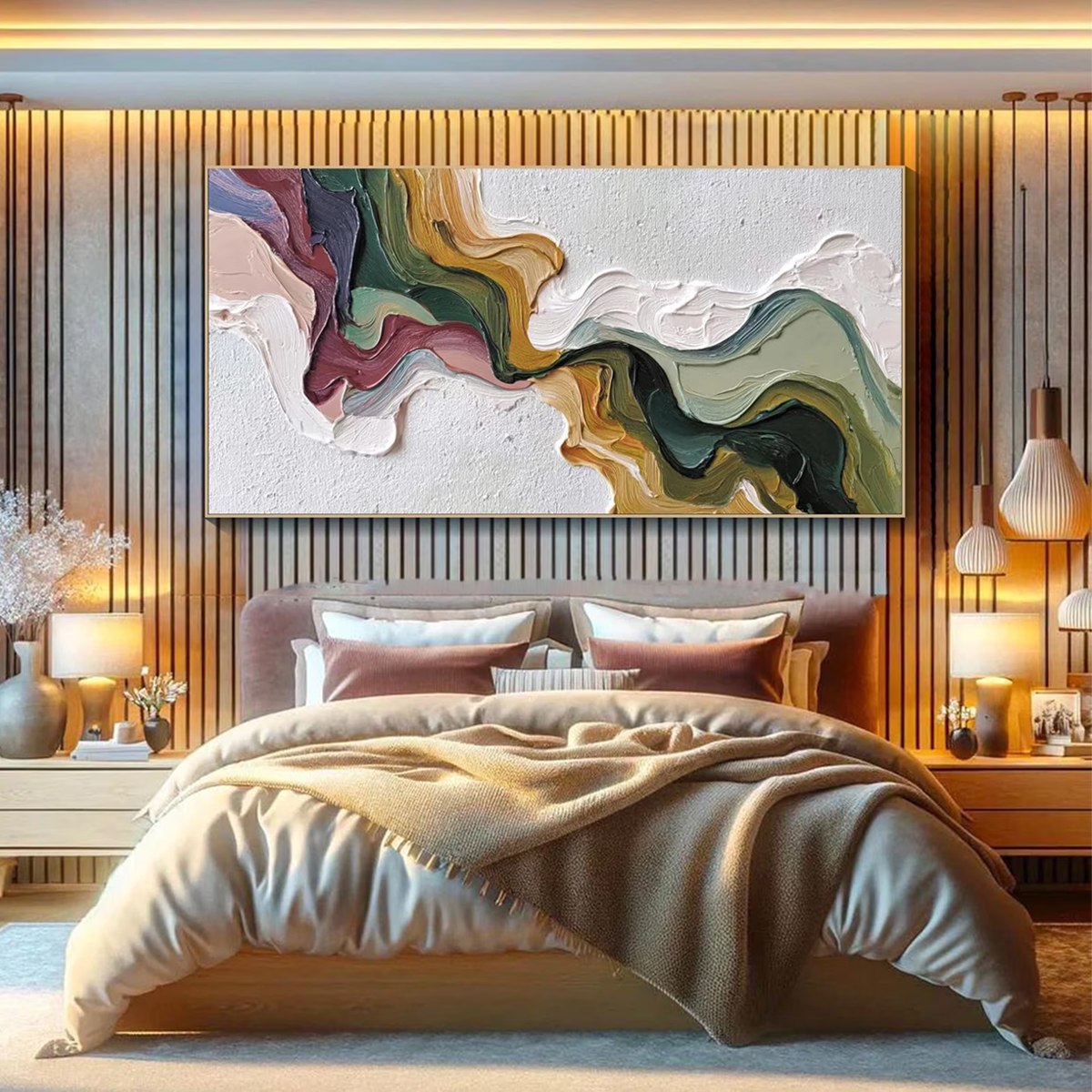 TERRA FLOW: Textured Abstract Earth Tone Panoramic Painting