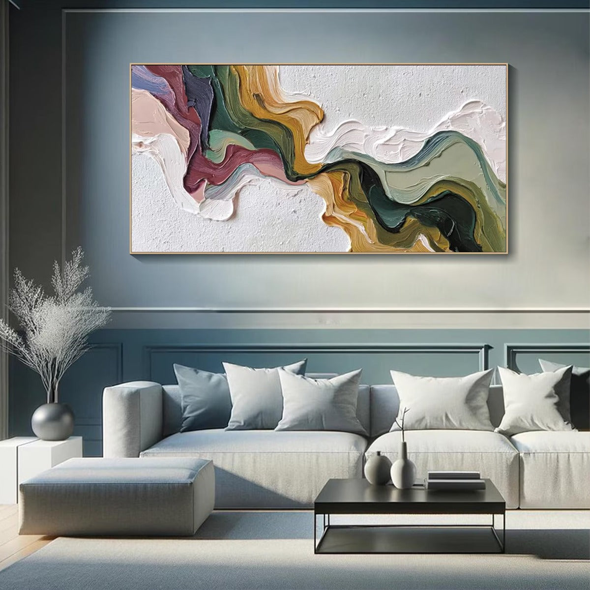 TERRA FLOW: Textured Abstract Earth Tone Panoramic Painting