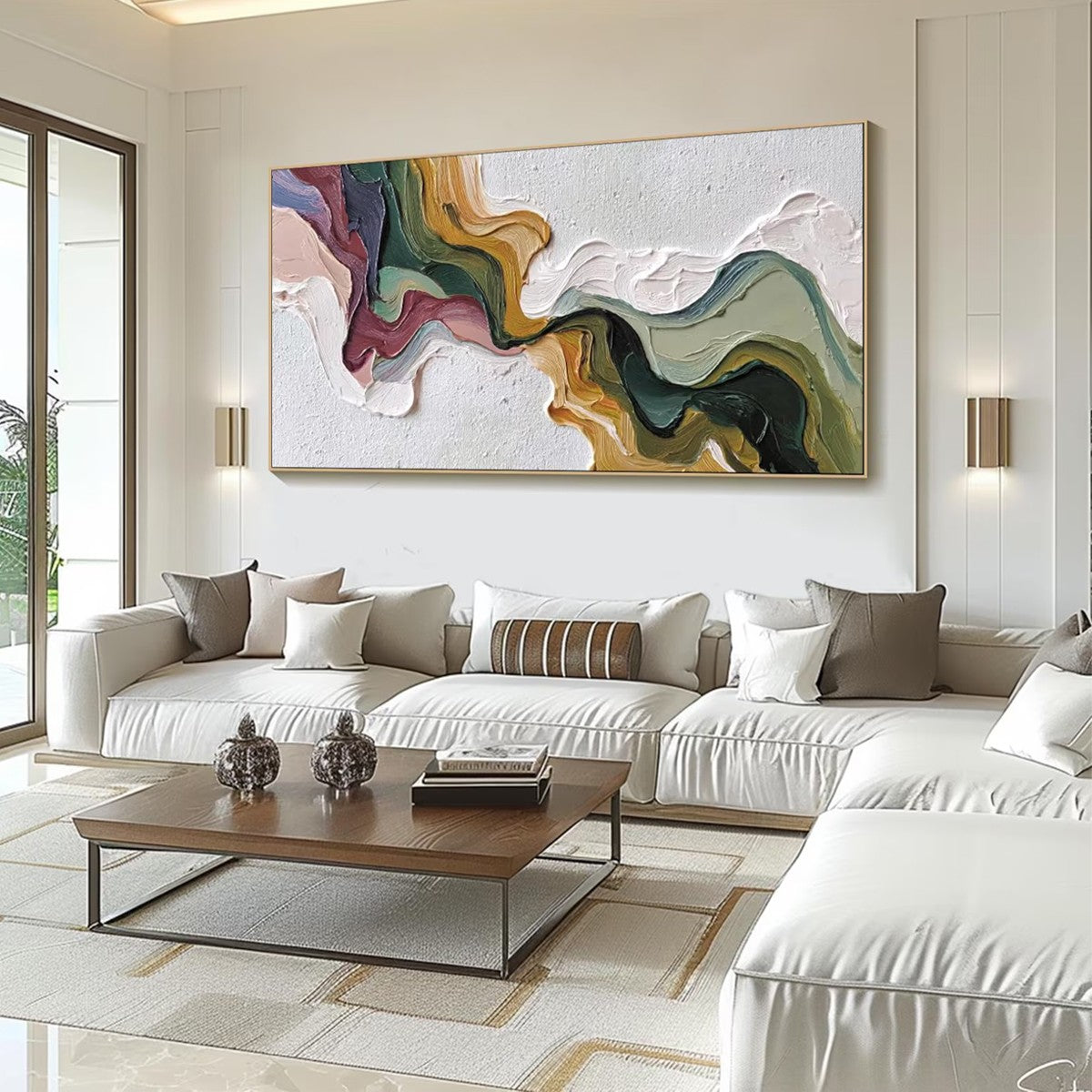 TERRA FLOW: Textured Abstract Earth Tone Panoramic Painting