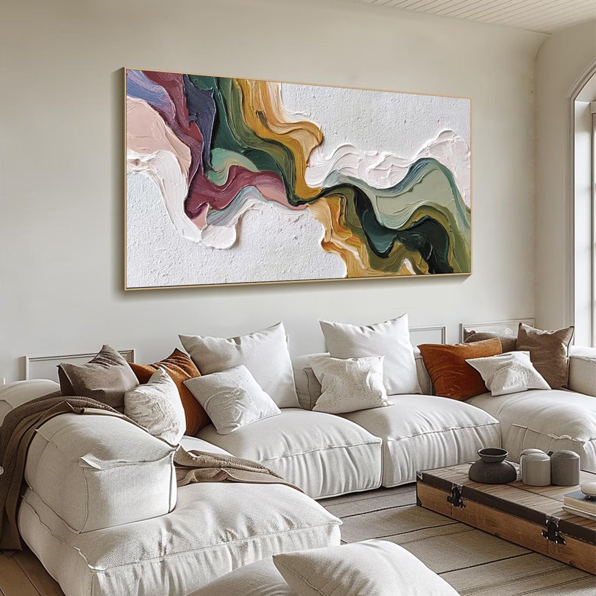 TERRA FLOW: Textured Abstract Earth Tone Panoramic Painting