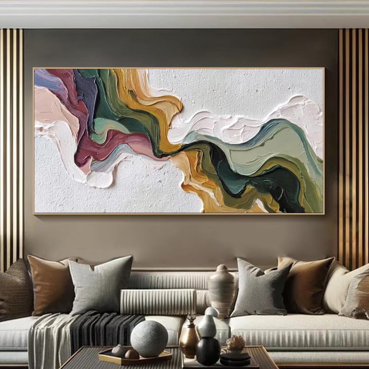 TERRA FLOW: Textured Abstract Earth Tone Panoramic Painting