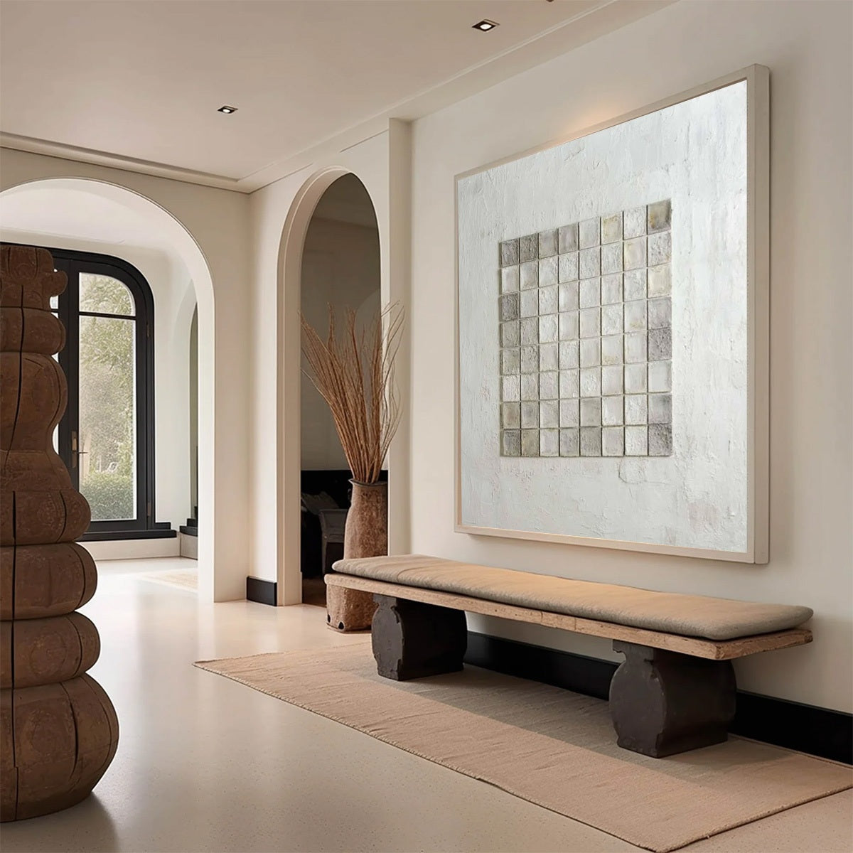 TESSELLATION: Textured Minimalist Abstract White Oil Painting