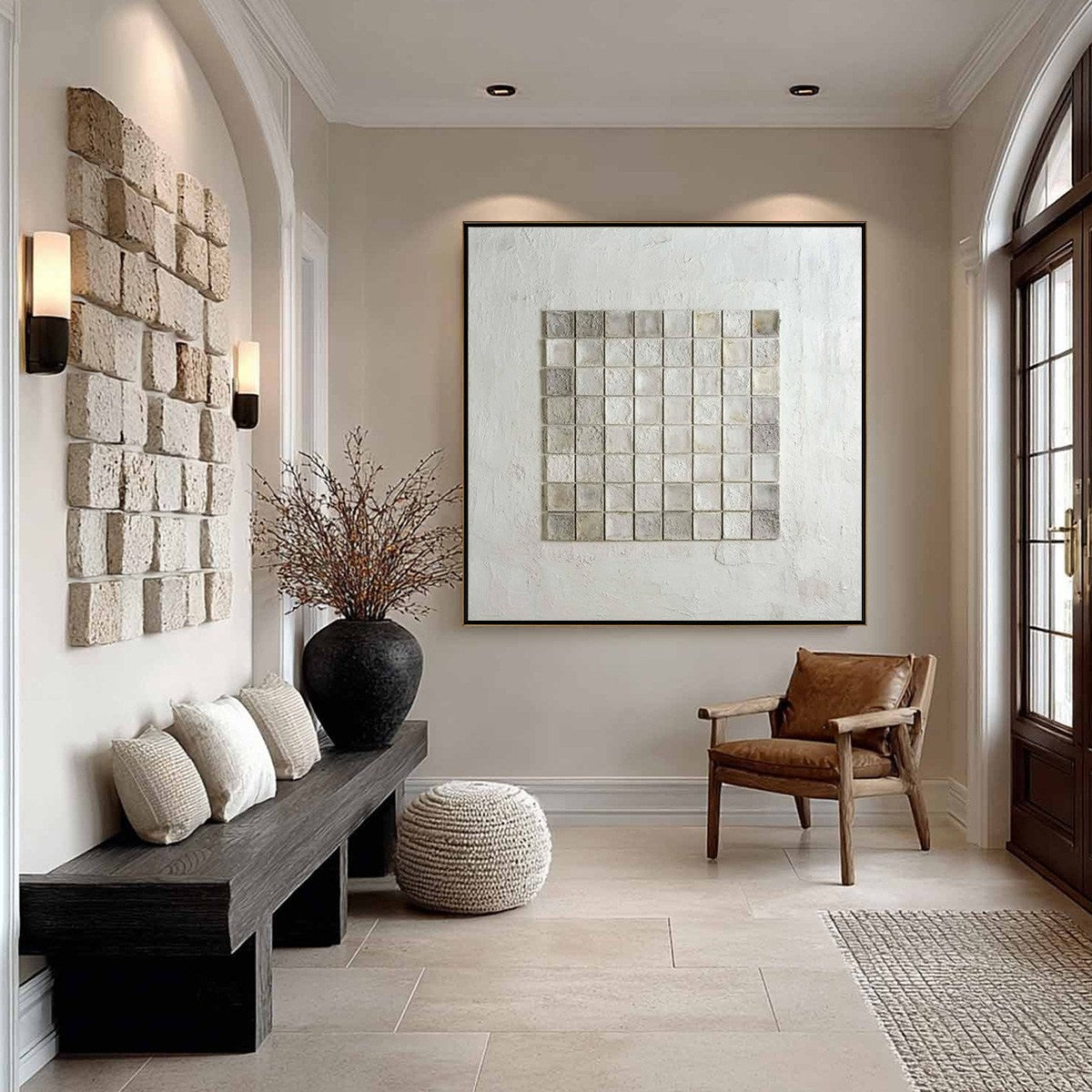 TESSELLATION: Textured Minimalist Abstract White Oil Painting