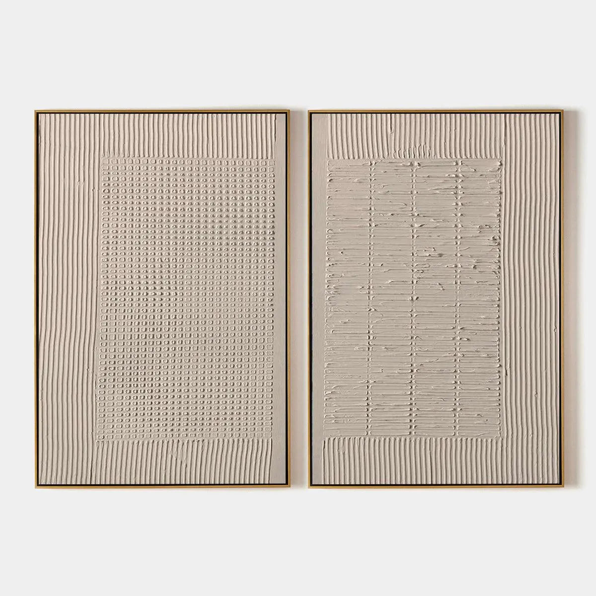 Set of 2 Textured Abstract Paintings in Beige