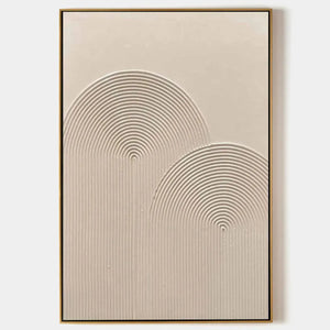 Textured Rainbow minimalist beige painting by Javier Ramirez, modern art for living room and office