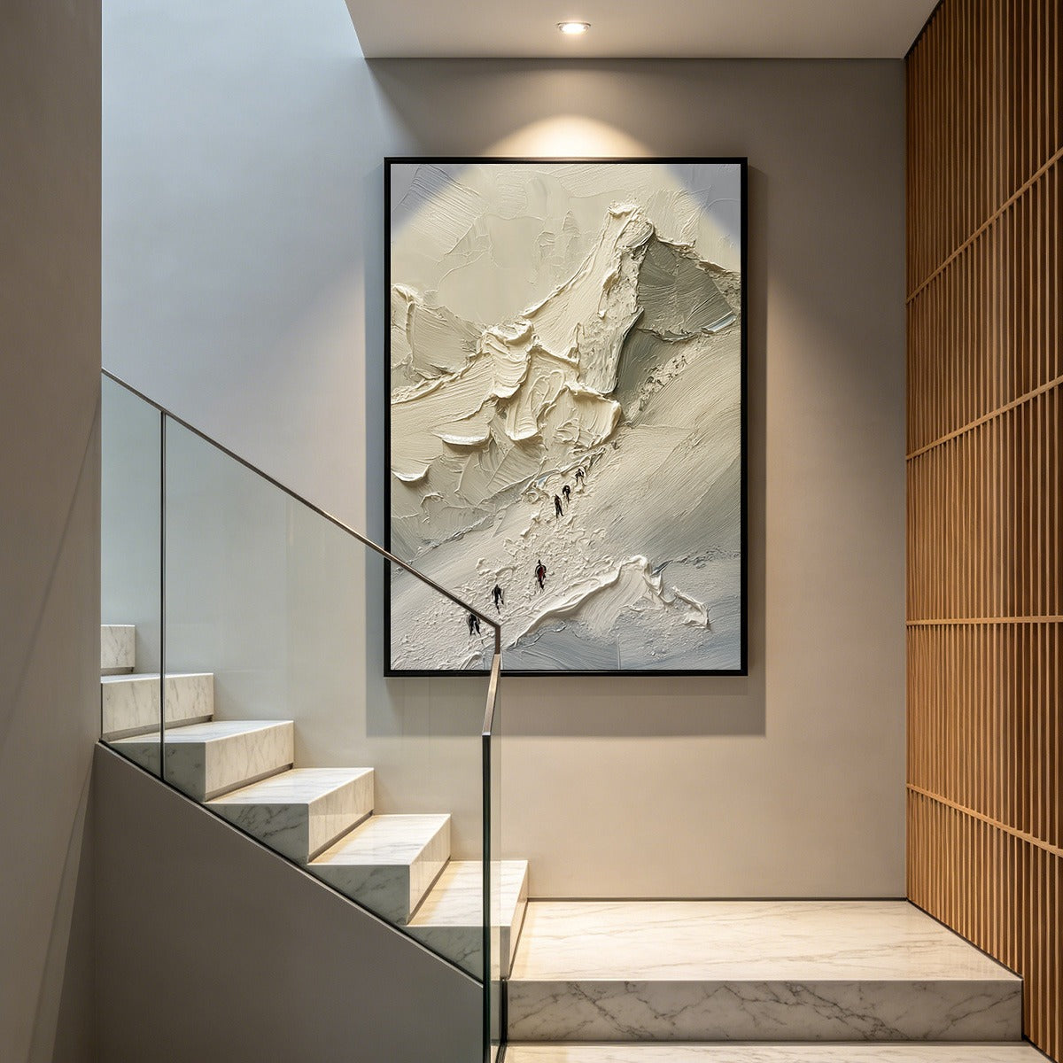 THE ASCENT: Textured Palette Knife Mountain Climbers Wall Art