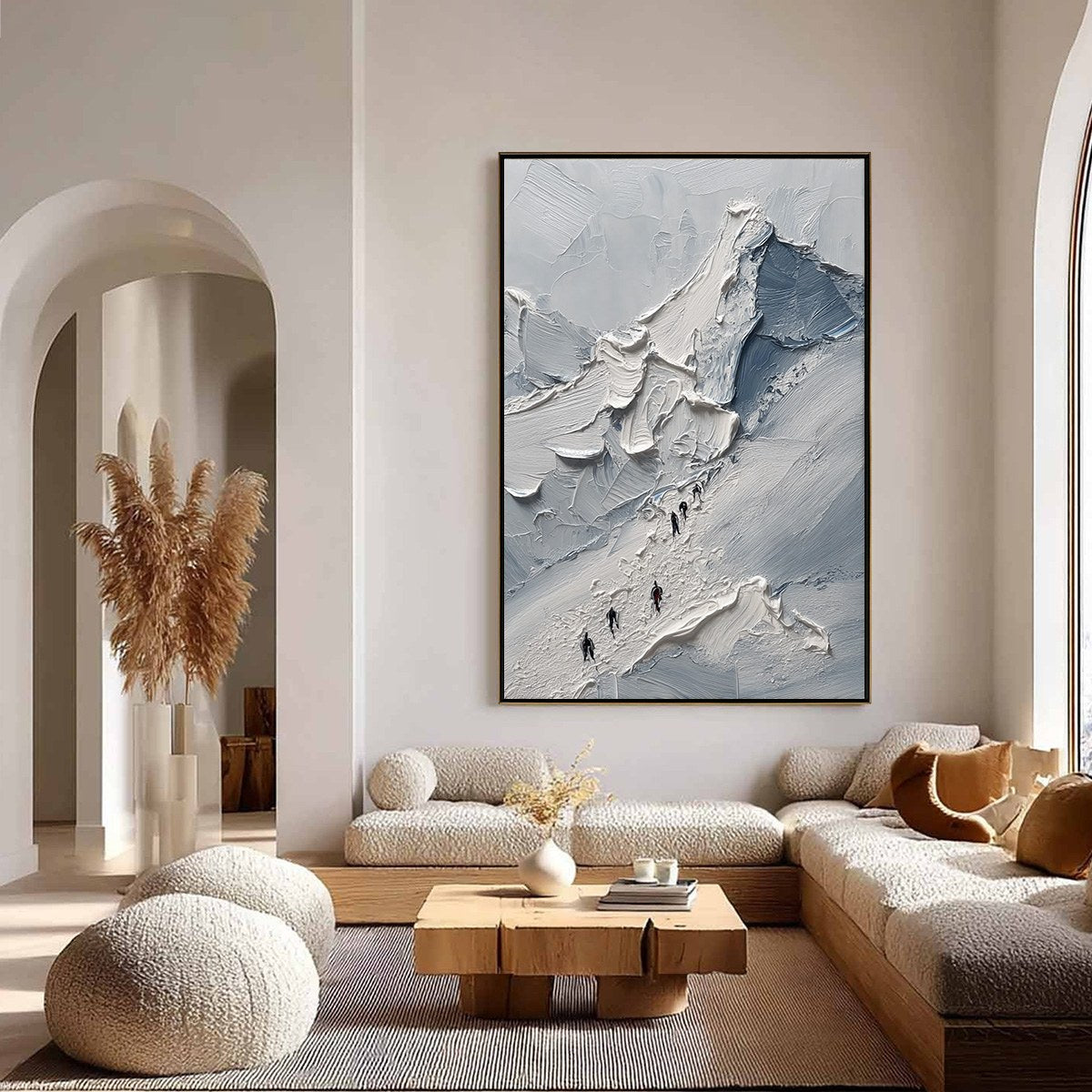 THE ASCENT: Textured Palette Knife Mountain Climbers Wall Art