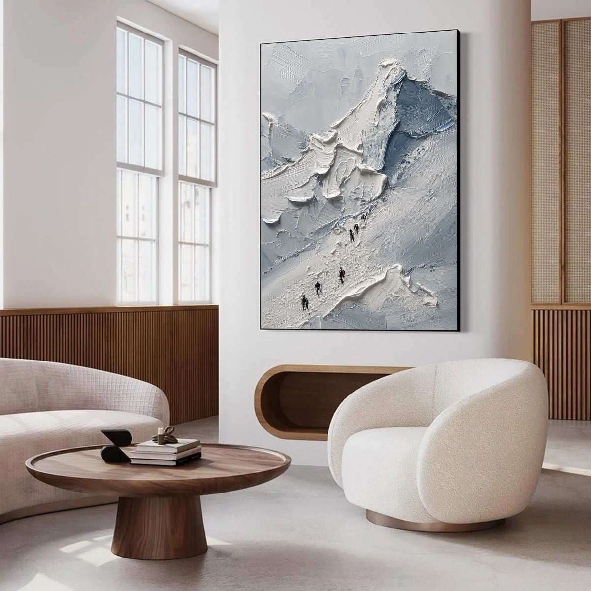 THE ASCENT: Textured Palette Knife Mountain Climbers Wall Art
