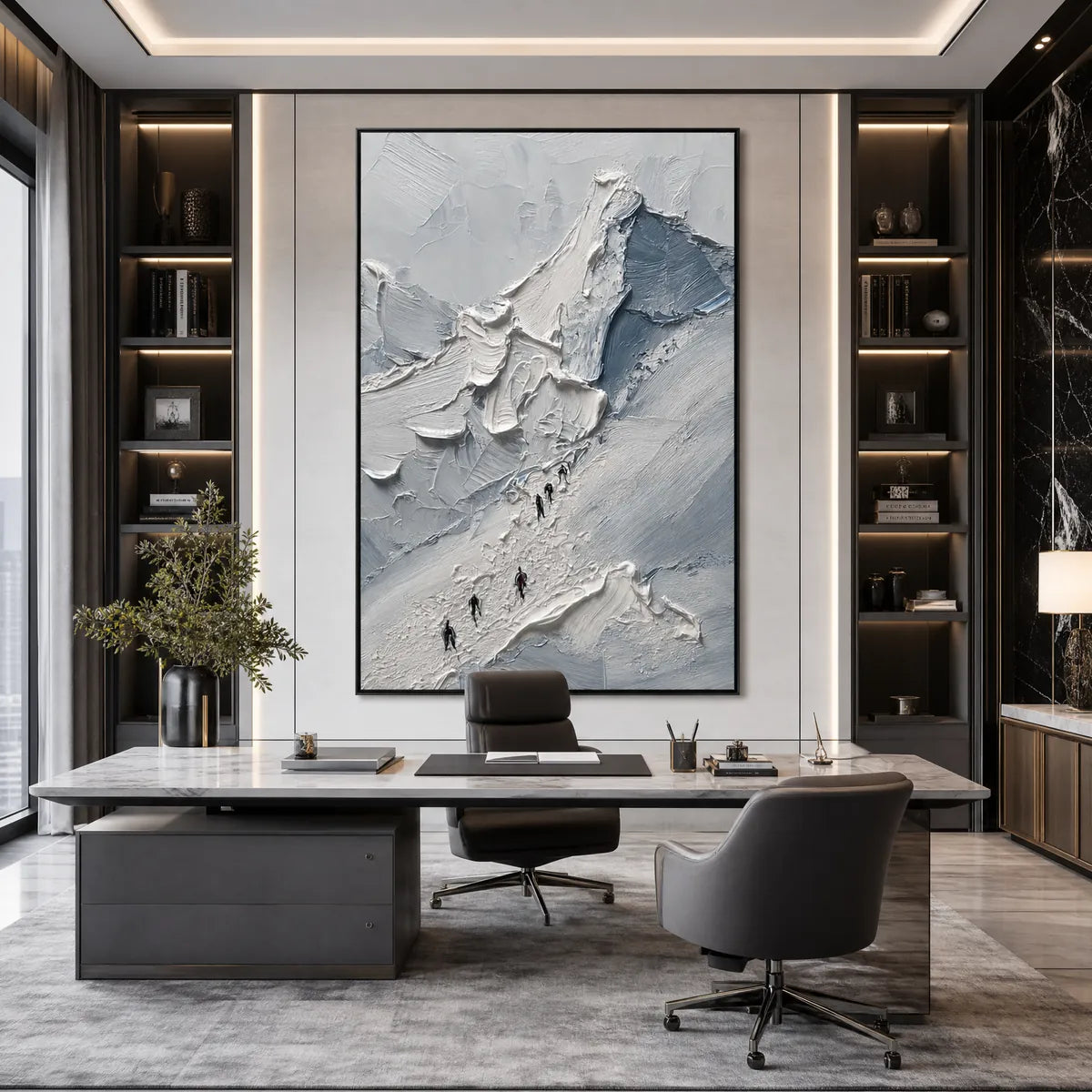 THE ASCENT: Textured Palette Knife Mountain Climbers Wall Art