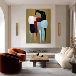 **THE CARAVAN:** Abstract Boho Wabi Sabi Textured Horse Painting