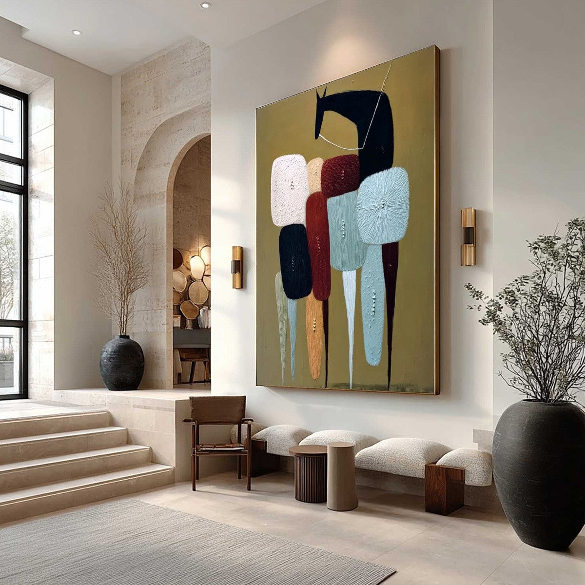 **THE CARAVAN:** Abstract Boho Wabi Sabi Textured Horse Painting