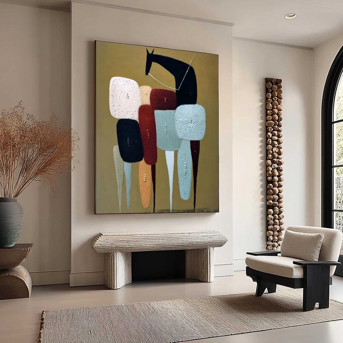 **THE CARAVAN:** Abstract Boho Wabi Sabi Textured Horse Painting