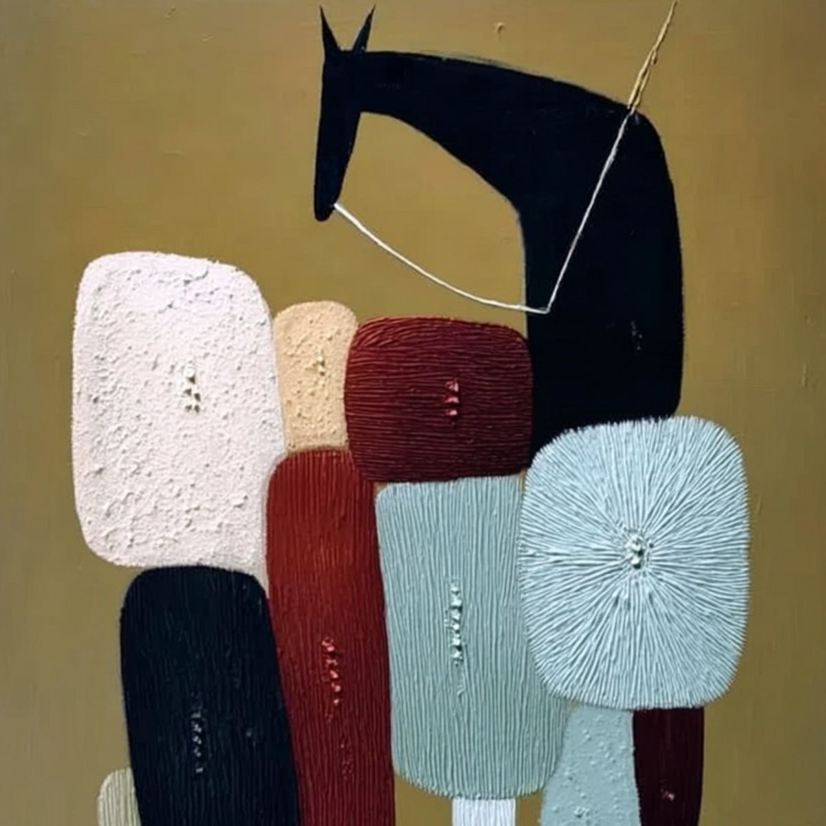 **THE CARAVAN:** Abstract Boho Wabi Sabi Textured Horse Painting