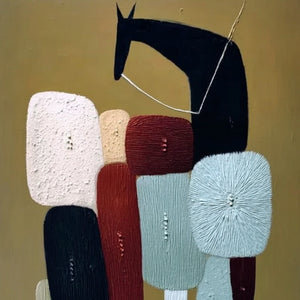 **THE CARAVAN:** Abstract Boho Wabi Sabi Textured Horse Painting