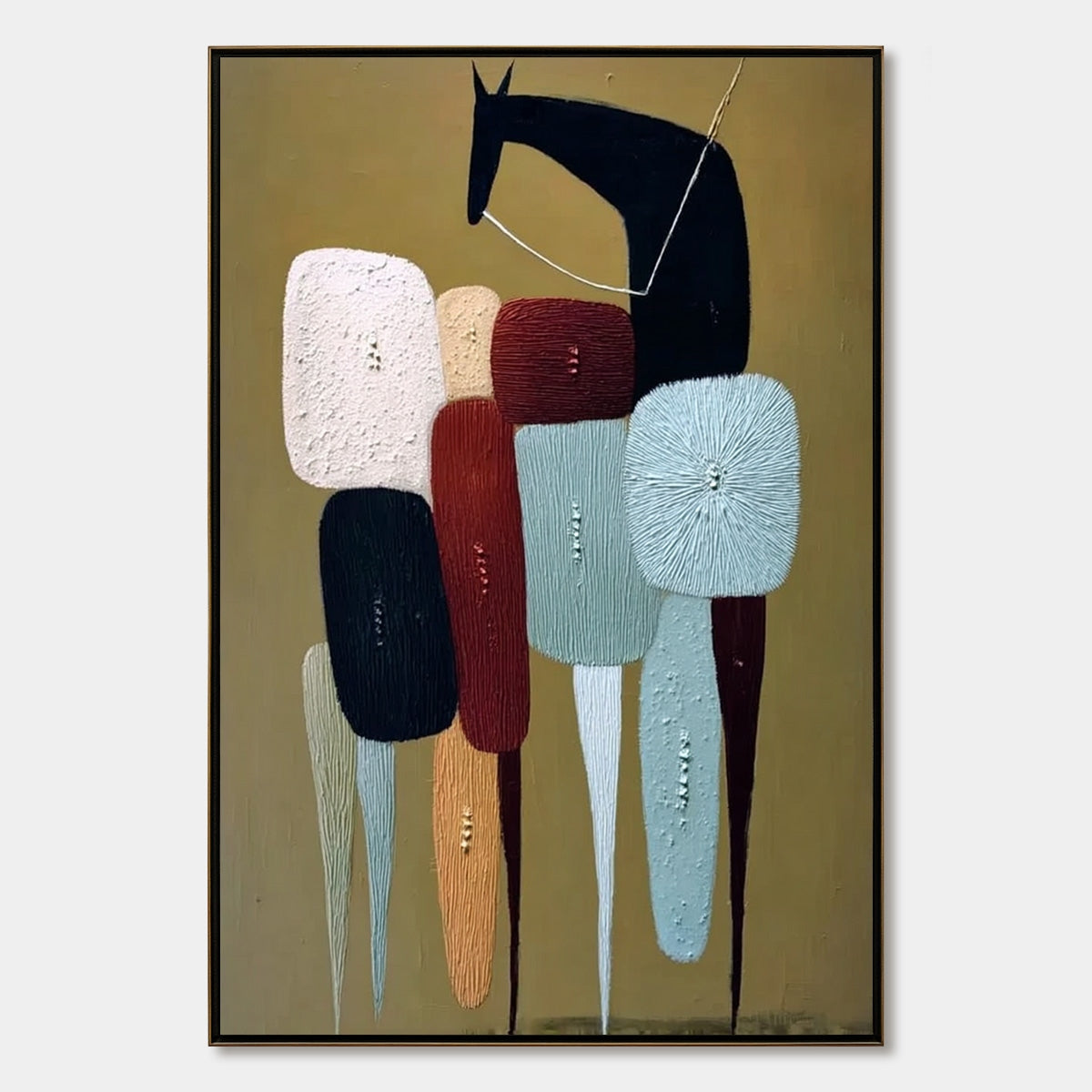 **THE CARAVAN:** Abstract Boho Wabi Sabi Textured Horse Painting