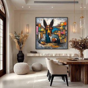 THE CHAIRMAN: Textured Impasto Painting of a Dapper Dog in the City