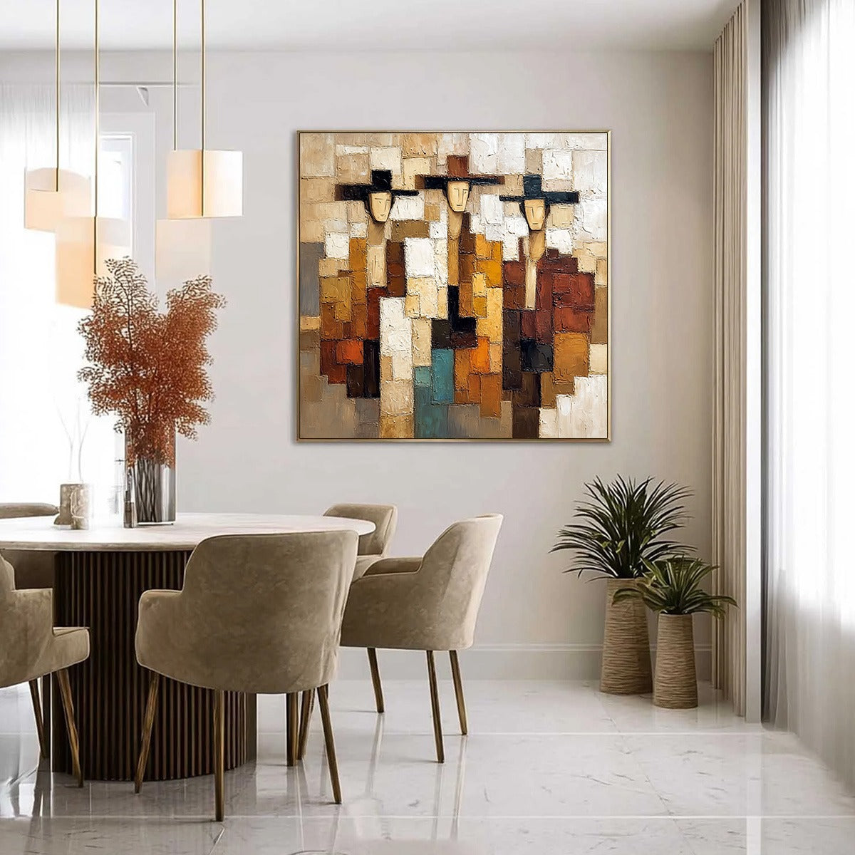 THE COMPADRES: Abstract Figurative Impasto Palette Knife Painting