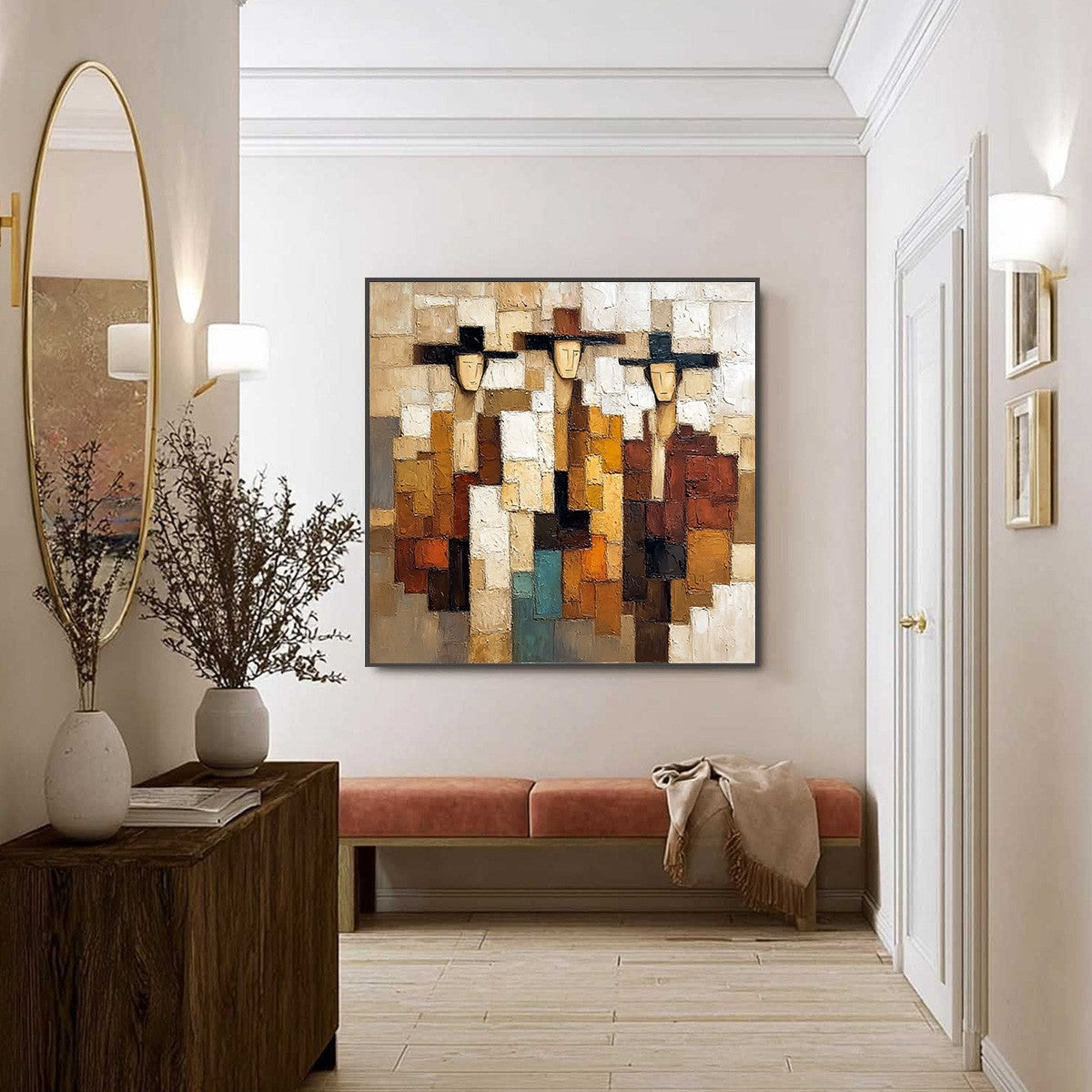 THE COMPADRES: Abstract Figurative Impasto Palette Knife Painting