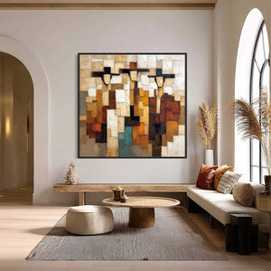 THE COMPADRES: Abstract Figurative Impasto Palette Knife Painting