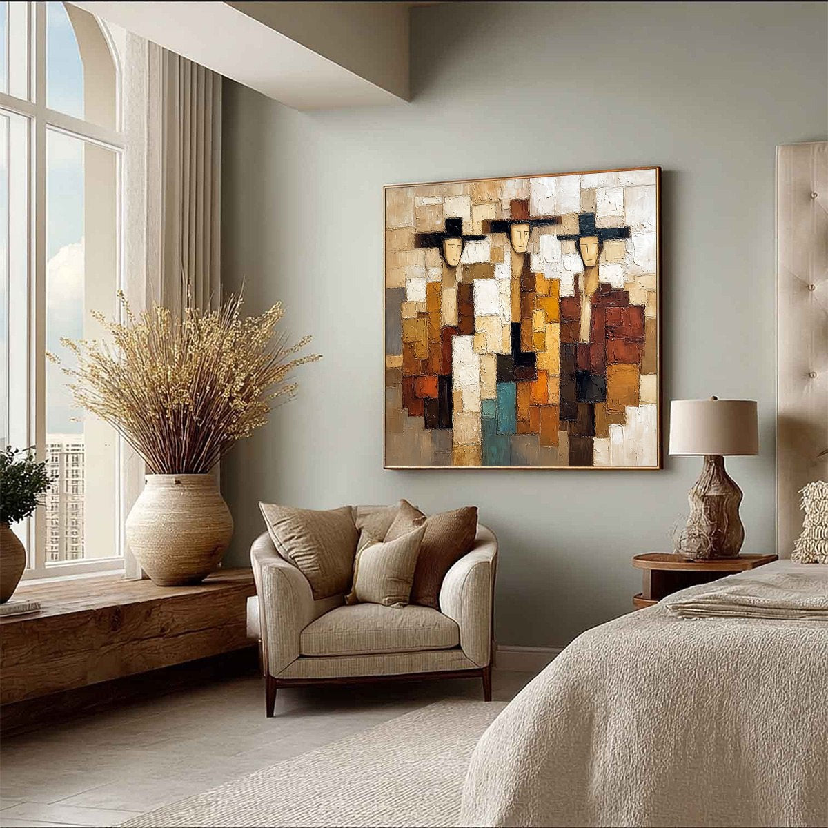 THE COMPADRES: Abstract Figurative Impasto Palette Knife Painting