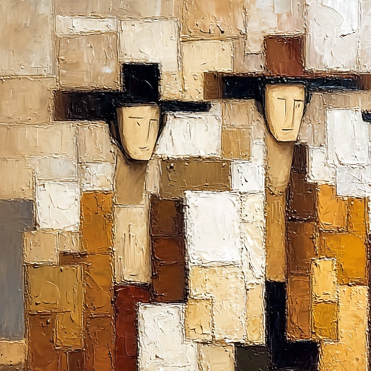 THE COMPADRES: Abstract Figurative Impasto Palette Knife Painting