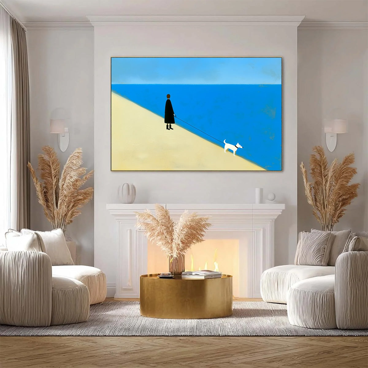 THE COMPANION Minimalist Beach Oil Painting | Modern Wall Art