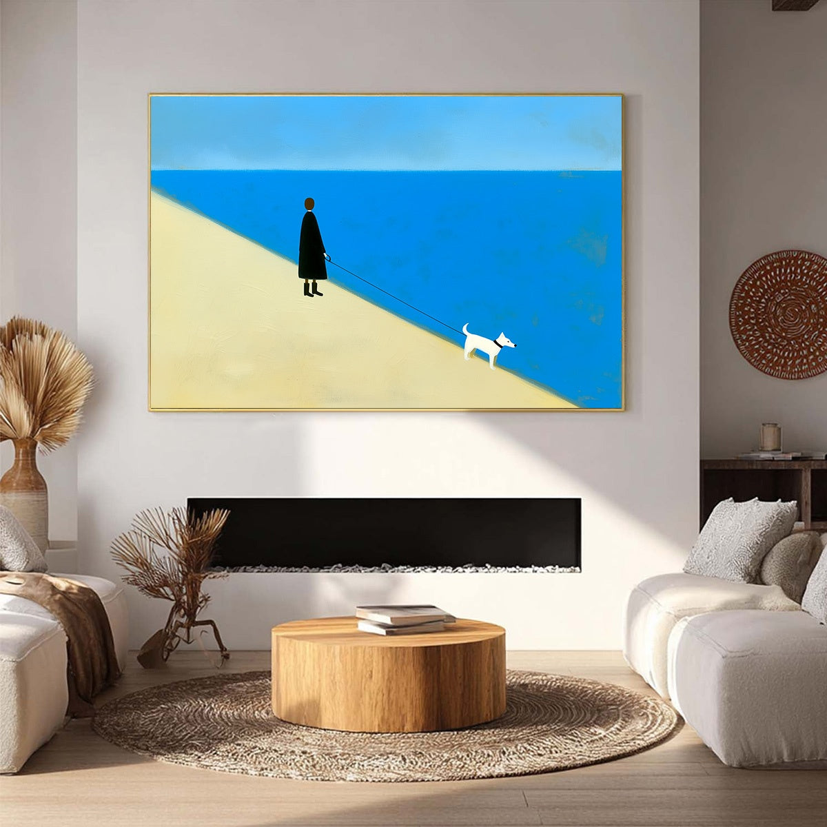 THE COMPANION Minimalist Beach Oil Painting | Modern Wall Art