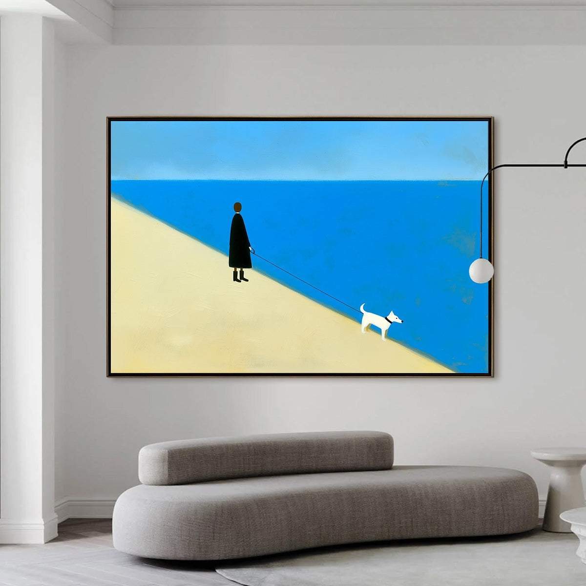 THE COMPANION Minimalist Beach Oil Painting | Modern Wall Art
