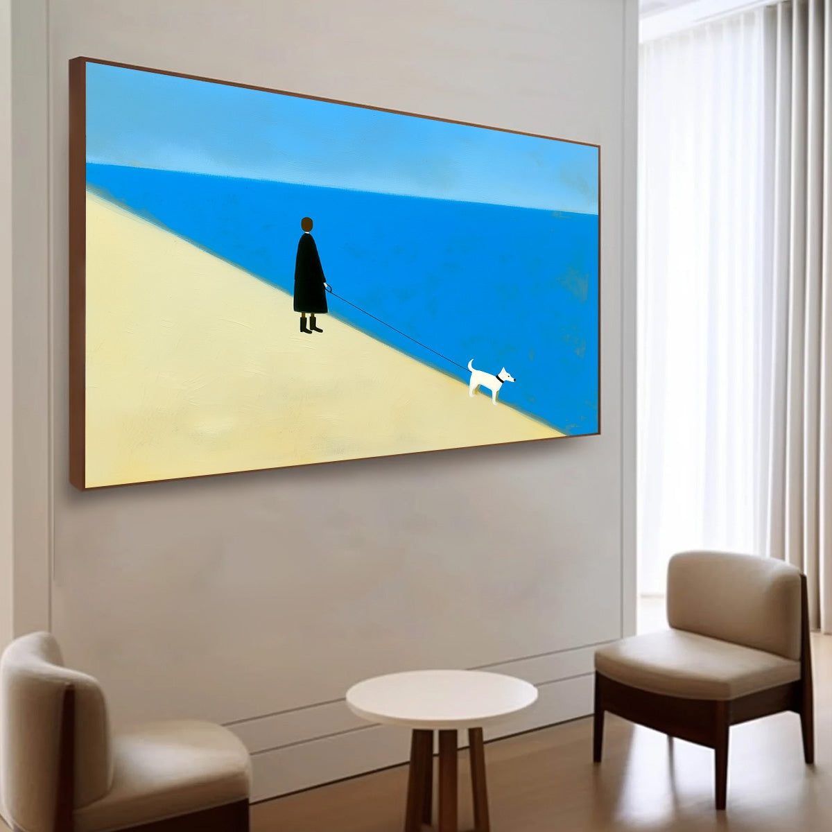 THE COMPANION Minimalist Beach Oil Painting | Modern Wall Art