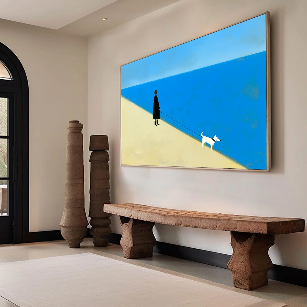 THE COMPANION Minimalist Beach Oil Painting | Modern Wall Art