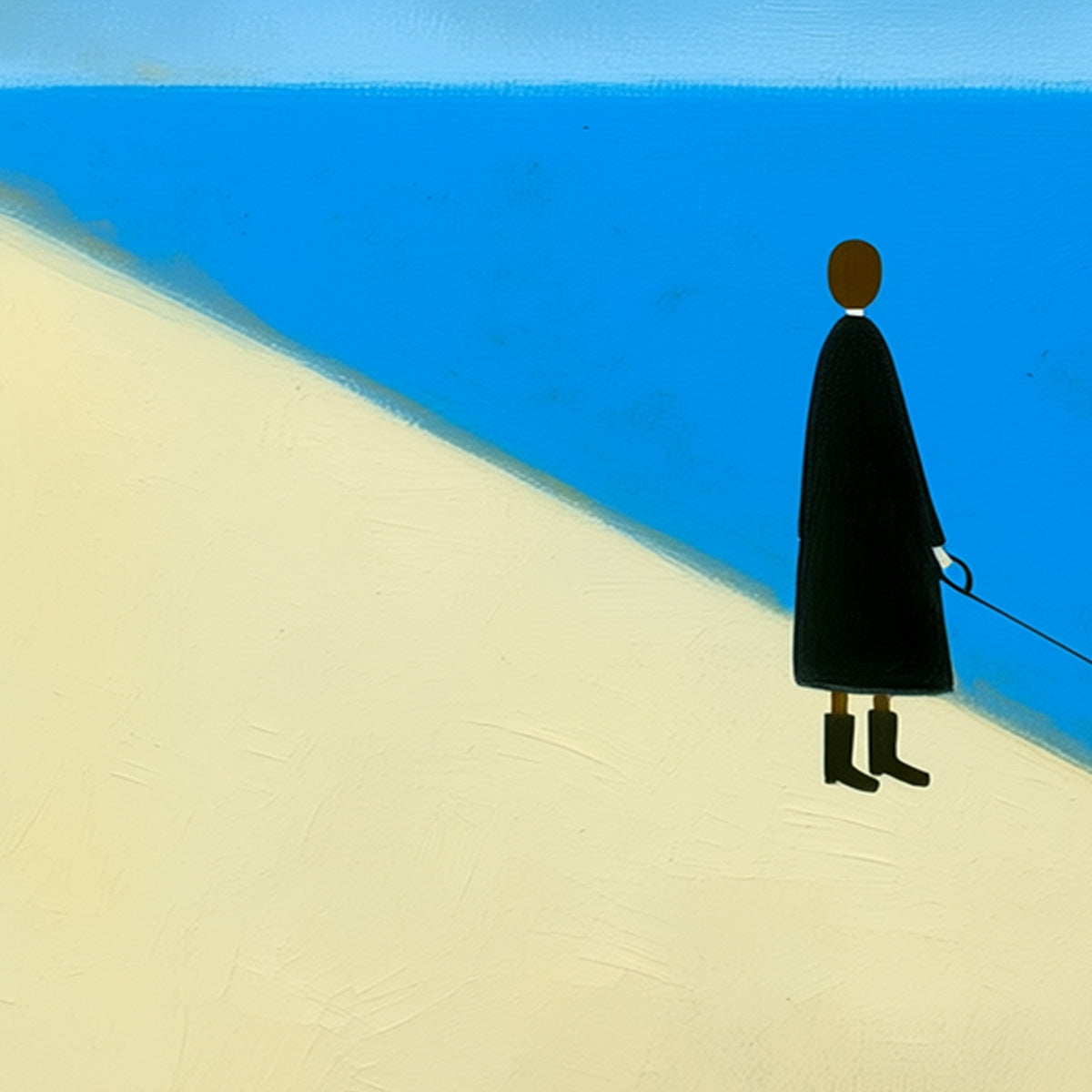 THE COMPANION Minimalist Beach Oil Painting | Modern Wall Art