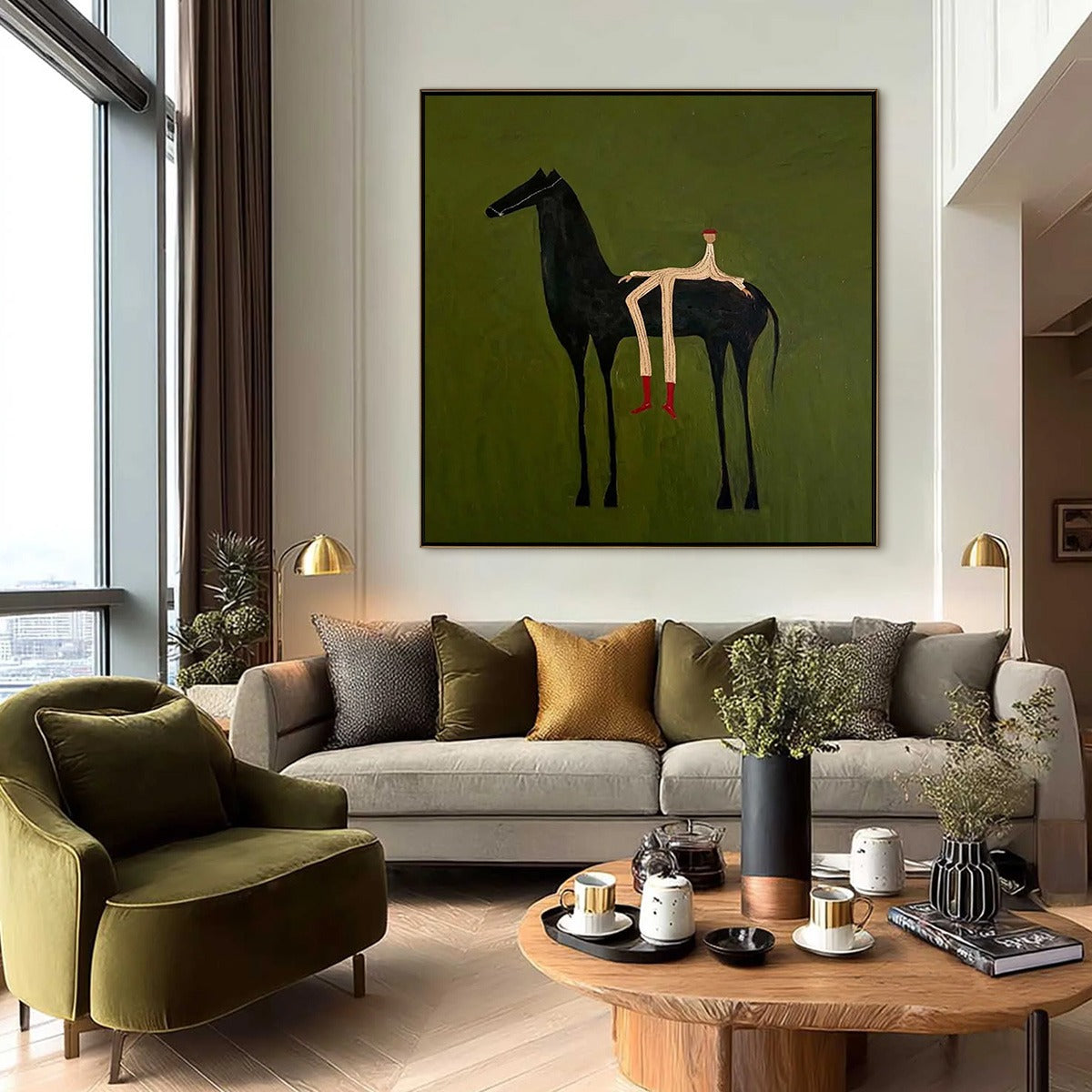 THE COMPANION: Modern Figurative Painting of a Horse and Rider