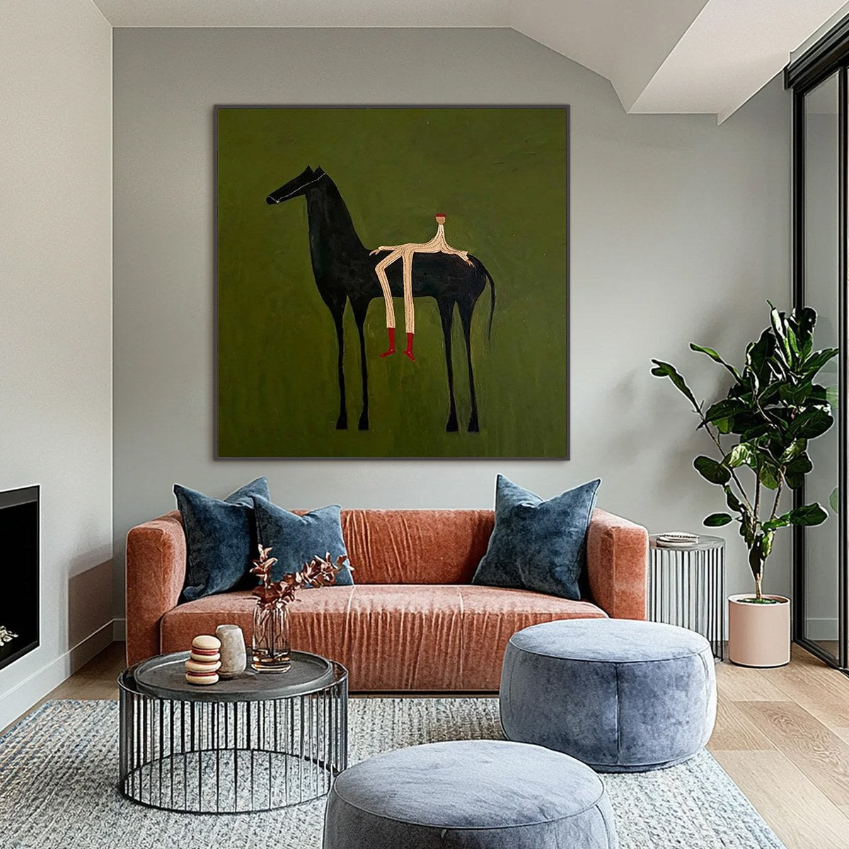 THE COMPANION: Modern Figurative Painting of a Horse and Rider