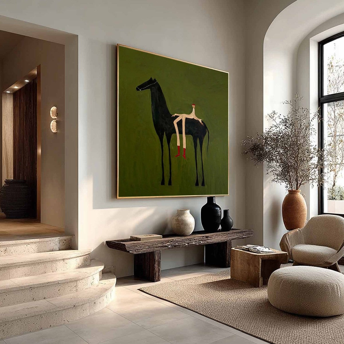 THE COMPANION: Modern Figurative Painting of a Horse and Rider