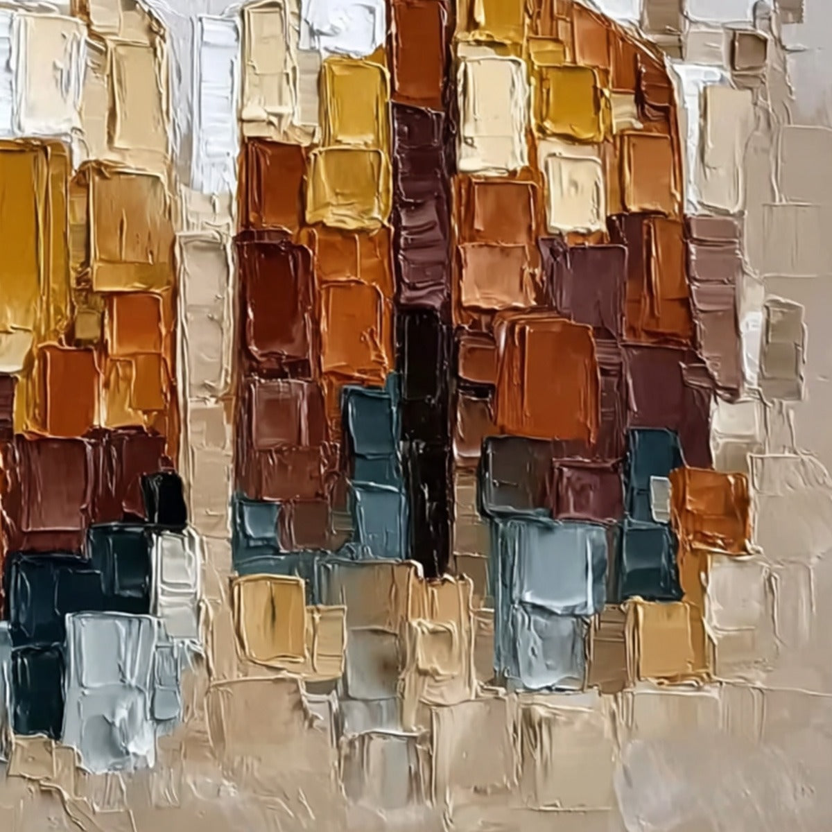 THE COMPANIONS: Heavily Textured Abstract Figurative Palette Knife Oil Painting